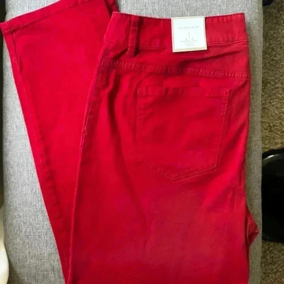 Chicos Red Brushed Twill Slim Ankle Pants - Picture 2 of 7